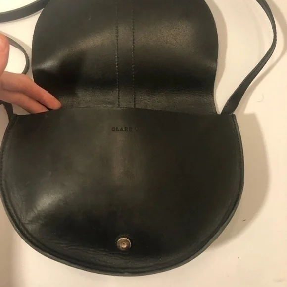 Clare vivier black leather saddle bag USA